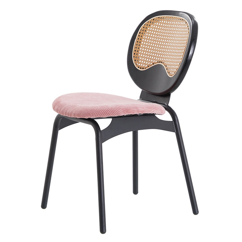Modern Style Side Chair Upholstered King Louis Back Armless Dining Chair Pink Black 1 Piece Clearhalo 'Dining Chairs' 'Dining Tables & Seating' 'dining_chair' 'furn' 'furn_dining_chair' 'Furniture' 'furniture_dining_chair' 'Kitchen & Dining Furniture' 5043637