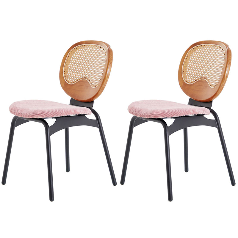 Modern Style Side Chair Upholstered King Louis Back Armless Dining Chair Pink 2 Piece Set Clearhalo 'Dining Chairs' 'Dining Tables & Seating' 'dining_chair' 'furn' 'furn_dining_chair' 'Furniture' 'furniture_dining_chair' 'Kitchen & Dining Furniture' 5043643