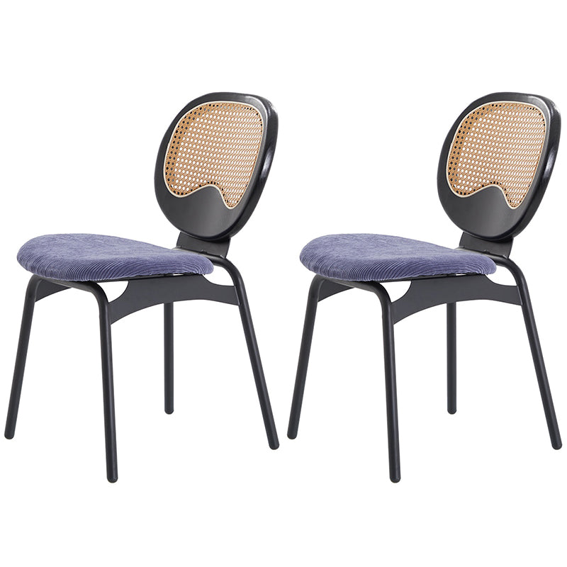 Modern Style Side Chair Upholstered King Louis Back Armless Dining Chair Blue-Black 2 Piece Set Clearhalo 'Dining Chairs' 'Dining Tables & Seating' 'dining_chair' 'furn' 'furn_dining_chair' 'Furniture' 'furniture_dining_chair' 'Kitchen & Dining Furniture' 5043647