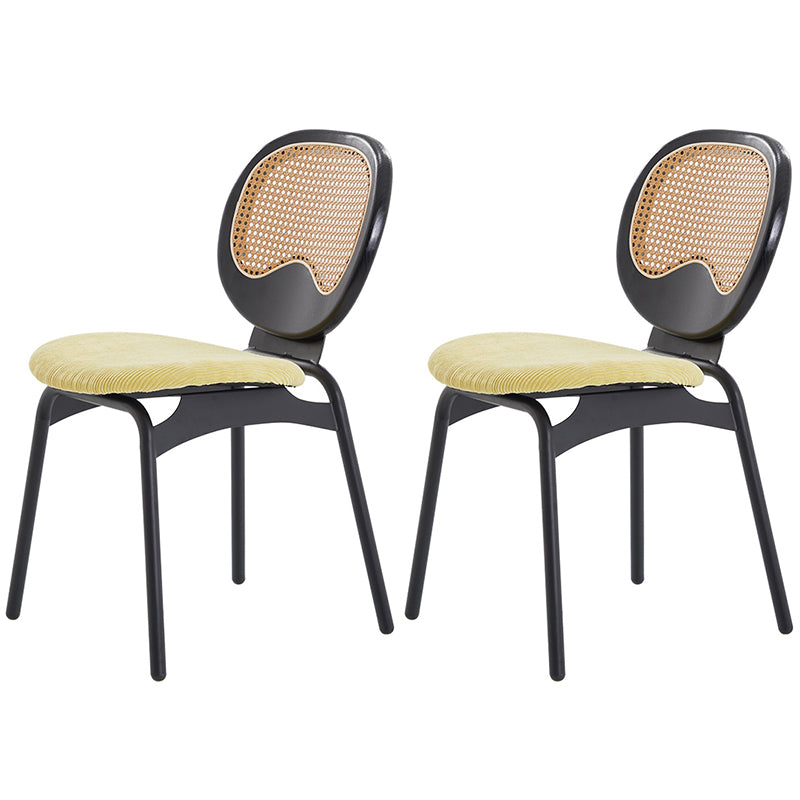 Modern Style Side Chair Upholstered King Louis Back Armless Dining Chair Yellow Black 2 Piece Set Clearhalo 'Dining Chairs' 'Dining Tables & Seating' 'dining_chair' 'furn' 'furn_dining_chair' 'Furniture' 'furniture_dining_chair' 'Kitchen & Dining Furniture' 5043650