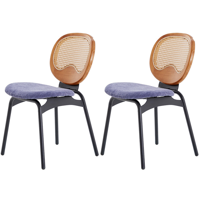 Modern Style Side Chair Upholstered King Louis Back Armless Dining Chair Blue-Brown 2 Piece Set Clearhalo 'Dining Chairs' 'Dining Tables & Seating' 'dining_chair' 'furn' 'furn_dining_chair' 'Furniture' 'furniture_dining_chair' 'Kitchen & Dining Furniture' 5043652