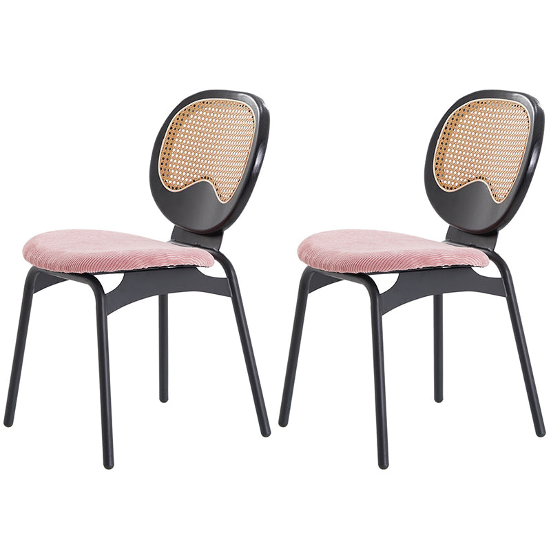 Modern Style Side Chair Upholstered King Louis Back Armless Dining Chair Pink Black 2 Piece Set Clearhalo 'Dining Chairs' 'Dining Tables & Seating' 'dining_chair' 'furn' 'furn_dining_chair' 'Furniture' 'furniture_dining_chair' 'Kitchen & Dining Furniture' 5043653