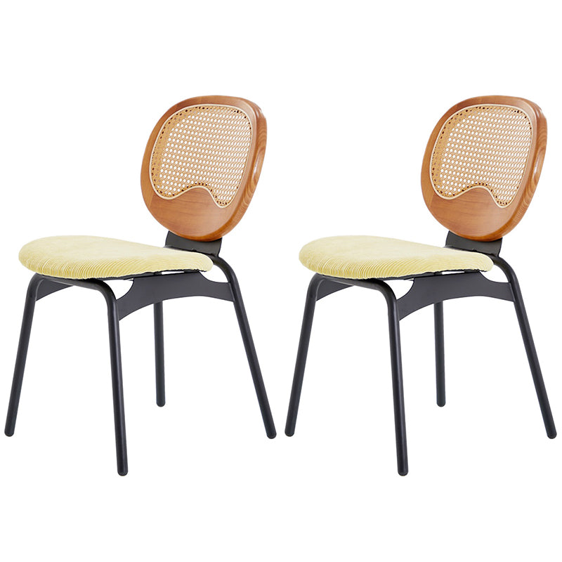 Modern Style Side Chair Upholstered King Louis Back Armless Dining Chair Yellow-Brown 2 Piece Set Clearhalo 'Dining Chairs' 'Dining Tables & Seating' 'dining_chair' 'furn' 'furn_dining_chair' 'Furniture' 'furniture_dining_chair' 'Kitchen & Dining Furniture' 5043656