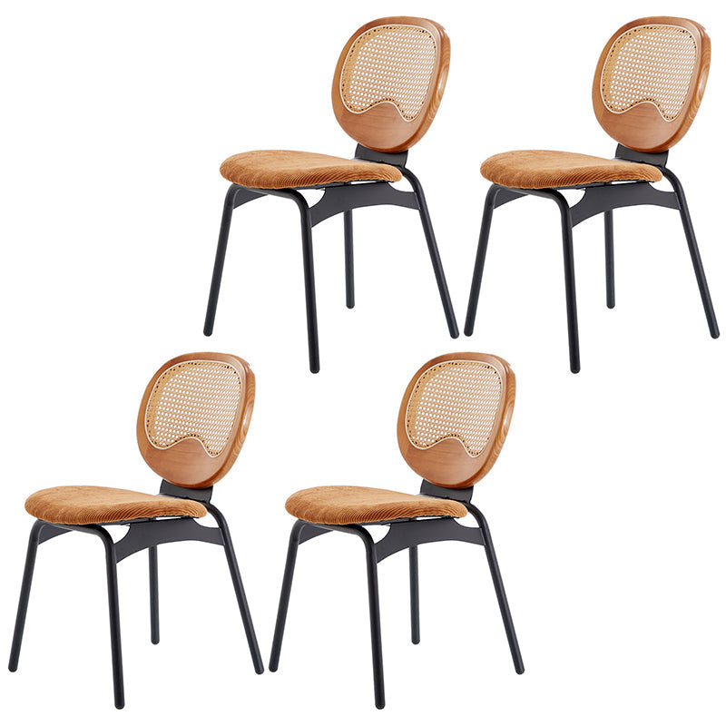 Modern Style Side Chair Upholstered King Louis Back Armless Dining Chair Brown 4 Piece Set Clearhalo 'Dining Chairs' 'Dining Tables & Seating' 'dining_chair' 'furn' 'furn_dining_chair' 'Furniture' 'furniture_dining_chair' 'Kitchen & Dining Furniture' 5043659
