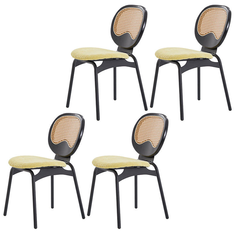 Modern Style Side Chair Upholstered King Louis Back Armless Dining Chair Yellow Black 4 Piece Set Clearhalo 'Dining Chairs' 'Dining Tables & Seating' 'dining_chair' 'furn' 'furn_dining_chair' 'Furniture' 'furniture_dining_chair' 'Kitchen & Dining Furniture' 5043661