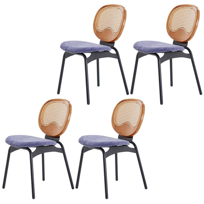 Modern Style Side Chair Upholstered King Louis Back Armless Dining Chair Blue-Brown 4 Piece Set Clearhalo 'Dining Chairs' 'Dining Tables & Seating' 'dining_chair' 'furn' 'furn_dining_chair' 'Furniture' 'furniture_dining_chair' 'Kitchen & Dining Furniture' 5043662