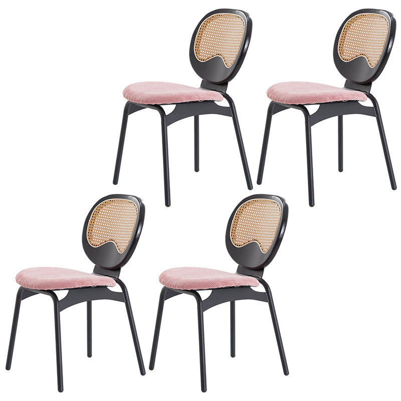 Modern Style Side Chair Upholstered King Louis Back Armless Dining Chair Pink Black 4 Piece Set Clearhalo 'Dining Chairs' 'Dining Tables & Seating' 'dining_chair' 'furn' 'furn_dining_chair' 'Furniture' 'furniture_dining_chair' 'Kitchen & Dining Furniture' 5043663