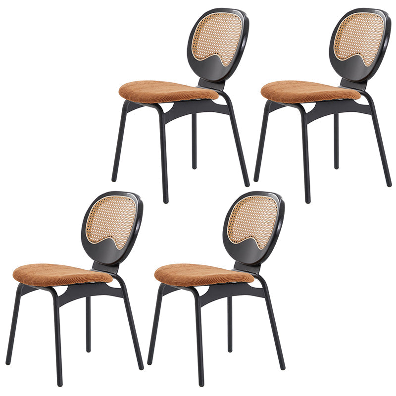 Modern Style Side Chair Upholstered King Louis Back Armless Dining Chair Brown-Black 4 Piece Set Clearhalo 'Dining Chairs' 'Dining Tables & Seating' 'dining_chair' 'furn' 'furn_dining_chair' 'Furniture' 'furniture_dining_chair' 'Kitchen & Dining Furniture' 5043665
