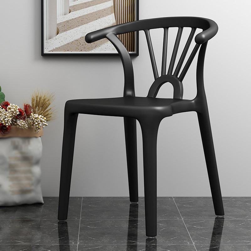 Scandinavian Plastic Side Chair Indoor-Outdoor Windsor Back Chair Black 1 Piece Clearhalo 'Dining Chairs' 'Dining Tables & Seating' 'dining_chair' 'furn' 'furn_dining_chair' 'Furniture' 'furniture_dining_chair' 'Kitchen & Dining Furniture' 5043668