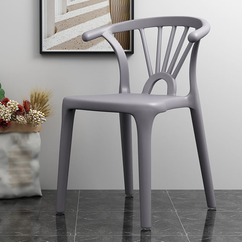 Scandinavian Plastic Side Chair Indoor-Outdoor Windsor Back Chair Dark Gray 1 Piece Clearhalo 'Dining Chairs' 'Dining Tables & Seating' 'dining_chair' 'furn' 'furn_dining_chair' 'Furniture' 'furniture_dining_chair' 'Kitchen & Dining Furniture' 5043669