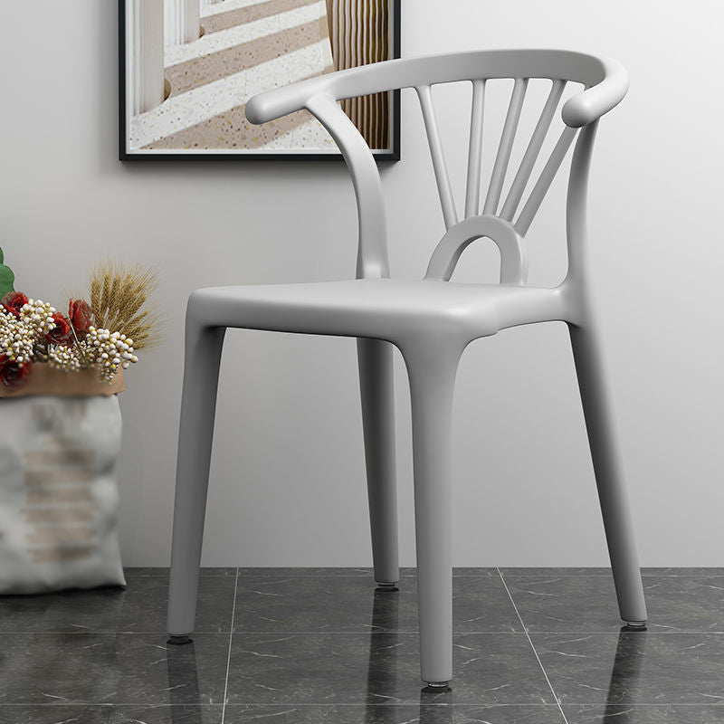 Scandinavian Plastic Side Chair Indoor-Outdoor Windsor Back Chair Light Gray 1 Piece Clearhalo 'Dining Chairs' 'Dining Tables & Seating' 'dining_chair' 'furn' 'furn_dining_chair' 'Furniture' 'furniture_dining_chair' 'Kitchen & Dining Furniture' 5043672