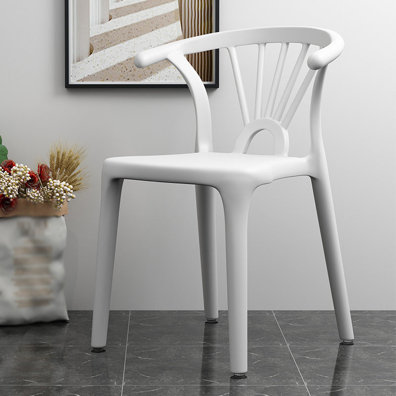 Scandinavian Plastic Side Chair Indoor-Outdoor Windsor Back Chair White 1 Piece Clearhalo 'Dining Chairs' 'Dining Tables & Seating' 'dining_chair' 'furn' 'furn_dining_chair' 'Furniture' 'furniture_dining_chair' 'Kitchen & Dining Furniture' 5043673
