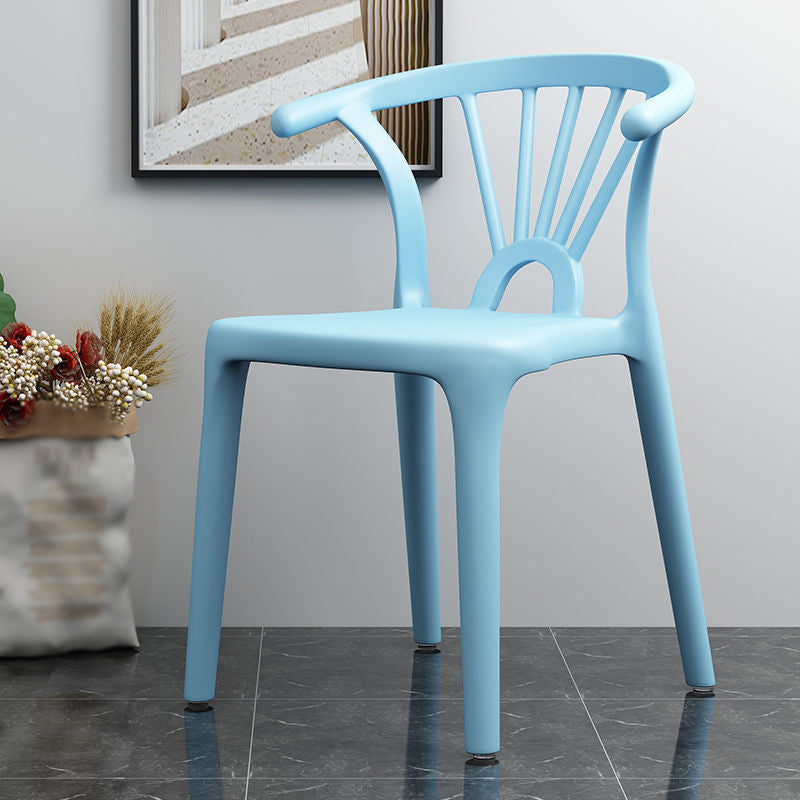 Scandinavian Plastic Side Chair Indoor-Outdoor Windsor Back Chair Light Blue 1 Piece Clearhalo 'Dining Chairs' 'Dining Tables & Seating' 'dining_chair' 'furn' 'furn_dining_chair' 'Furniture' 'furniture_dining_chair' 'Kitchen & Dining Furniture' 5043679