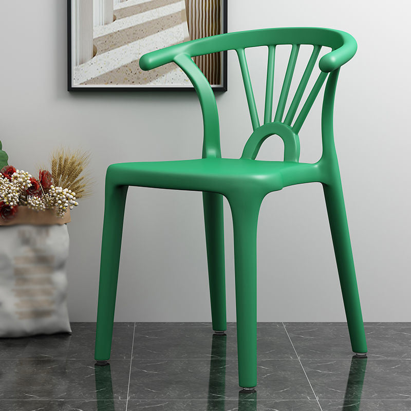 Scandinavian Plastic Side Chair Indoor-Outdoor Windsor Back Chair Dark Green 1 Piece Clearhalo 'Dining Chairs' 'Dining Tables & Seating' 'dining_chair' 'furn' 'furn_dining_chair' 'Furniture' 'furniture_dining_chair' 'Kitchen & Dining Furniture' 5043686