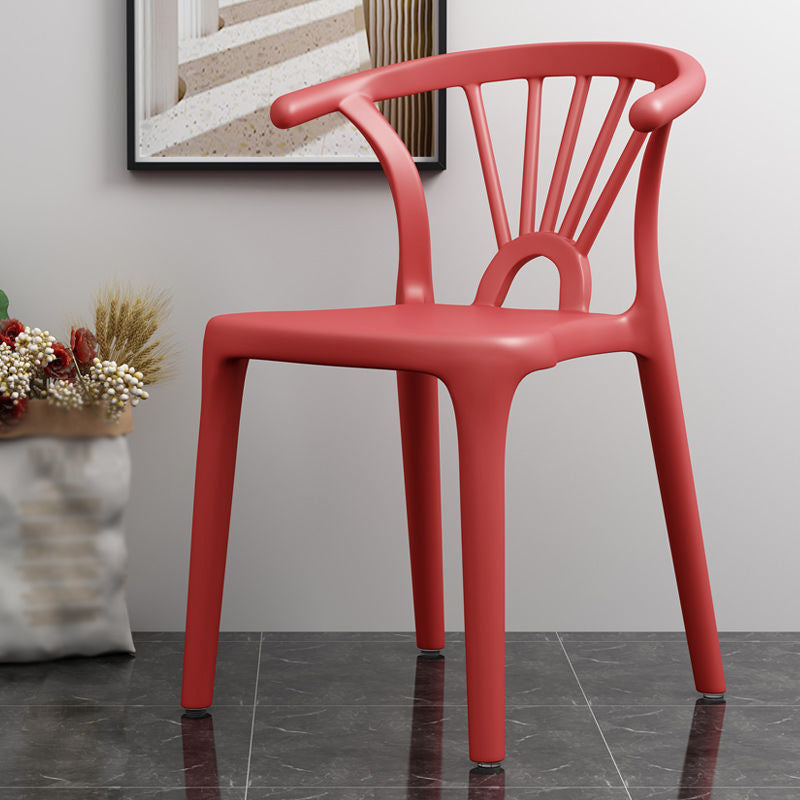 Scandinavian Plastic Side Chair Indoor-Outdoor Windsor Back Chair Crimson 1 Piece Clearhalo 'Dining Chairs' 'Dining Tables & Seating' 'dining_chair' 'furn' 'furn_dining_chair' 'Furniture' 'furniture_dining_chair' 'Kitchen & Dining Furniture' 5043692