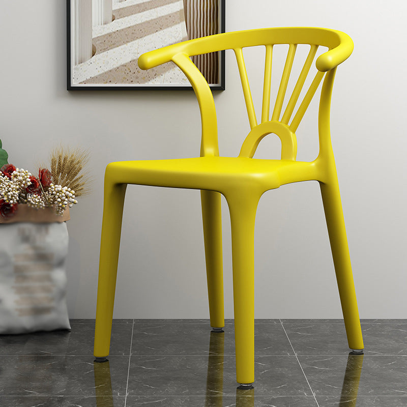 Scandinavian Plastic Side Chair Indoor-Outdoor Windsor Back Chair Golden 1 Piece Clearhalo 'Dining Chairs' 'Dining Tables & Seating' 'dining_chair' 'furn' 'furn_dining_chair' 'Furniture' 'furniture_dining_chair' 'Kitchen & Dining Furniture' 5043693