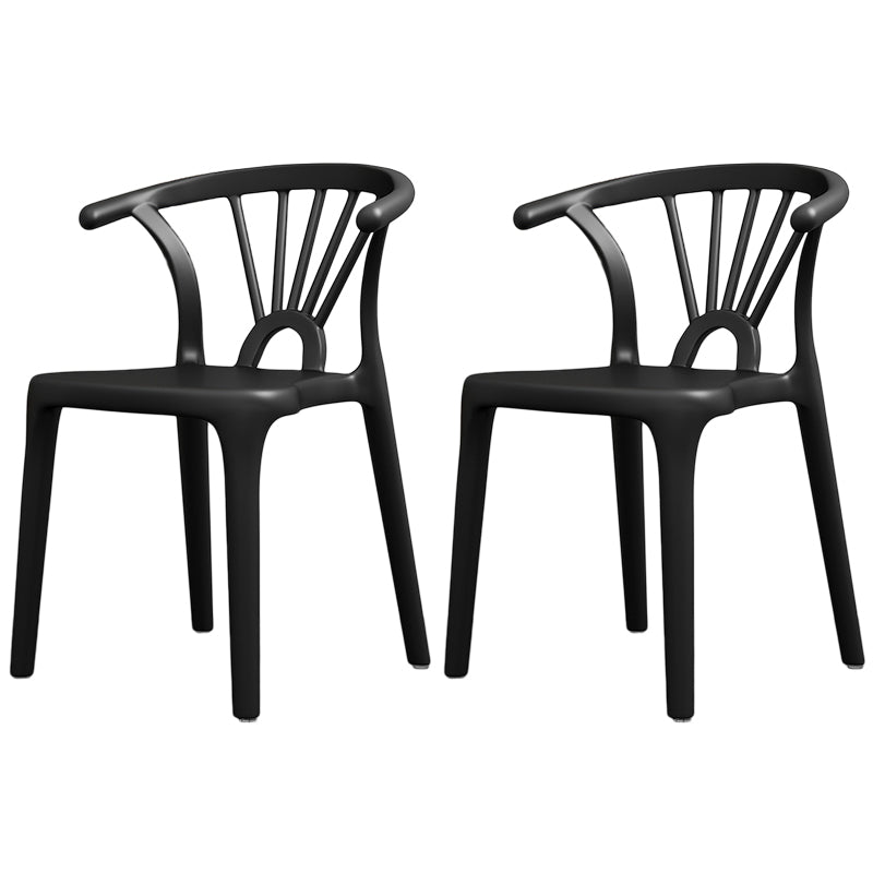 Scandinavian Plastic Side Chair Indoor-Outdoor Windsor Back Chair Black 2 Piece Set Clearhalo 'Dining Chairs' 'Dining Tables & Seating' 'dining_chair' 'furn' 'furn_dining_chair' 'Furniture' 'furniture_dining_chair' 'Kitchen & Dining Furniture' 5043696