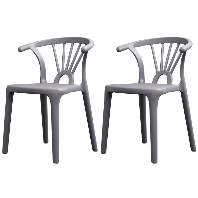 Scandinavian Plastic Side Chair Indoor-Outdoor Windsor Back Chair Dark Gray 2 Piece Set Clearhalo 'Dining Chairs' 'Dining Tables & Seating' 'dining_chair' 'furn' 'furn_dining_chair' 'Furniture' 'furniture_dining_chair' 'Kitchen & Dining Furniture' 5043698