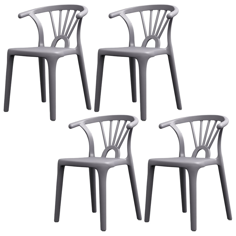 Scandinavian Plastic Side Chair Indoor-Outdoor Windsor Back Chair Dark Gray 4 Piece Set Clearhalo 'Dining Chairs' 'Dining Tables & Seating' 'dining_chair' 'furn' 'furn_dining_chair' 'Furniture' 'furniture_dining_chair' 'Kitchen & Dining Furniture' 5043699