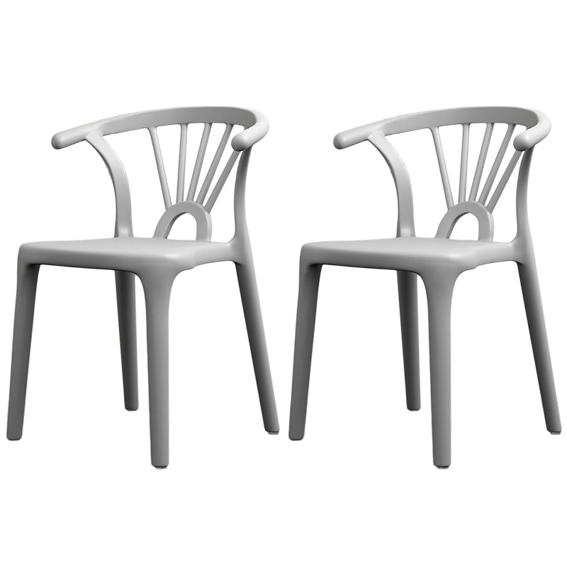 Scandinavian Plastic Side Chair Indoor-Outdoor Windsor Back Chair Light Gray 2 Piece Set Clearhalo 'Dining Chairs' 'Dining Tables & Seating' 'dining_chair' 'furn' 'furn_dining_chair' 'Furniture' 'furniture_dining_chair' 'Kitchen & Dining Furniture' 5043700