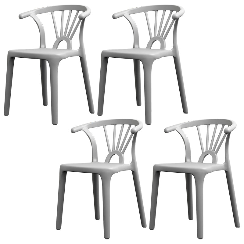 Scandinavian Plastic Side Chair Indoor-Outdoor Windsor Back Chair Light Gray 4 Piece Set Clearhalo 'Dining Chairs' 'Dining Tables & Seating' 'dining_chair' 'furn' 'furn_dining_chair' 'Furniture' 'furniture_dining_chair' 'Kitchen & Dining Furniture' 5043701