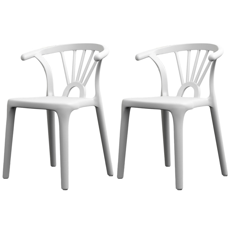 Scandinavian Plastic Side Chair Indoor-Outdoor Windsor Back Chair White 2 Piece Set Clearhalo 'Dining Chairs' 'Dining Tables & Seating' 'dining_chair' 'furn' 'furn_dining_chair' 'Furniture' 'furniture_dining_chair' 'Kitchen & Dining Furniture' 5043702