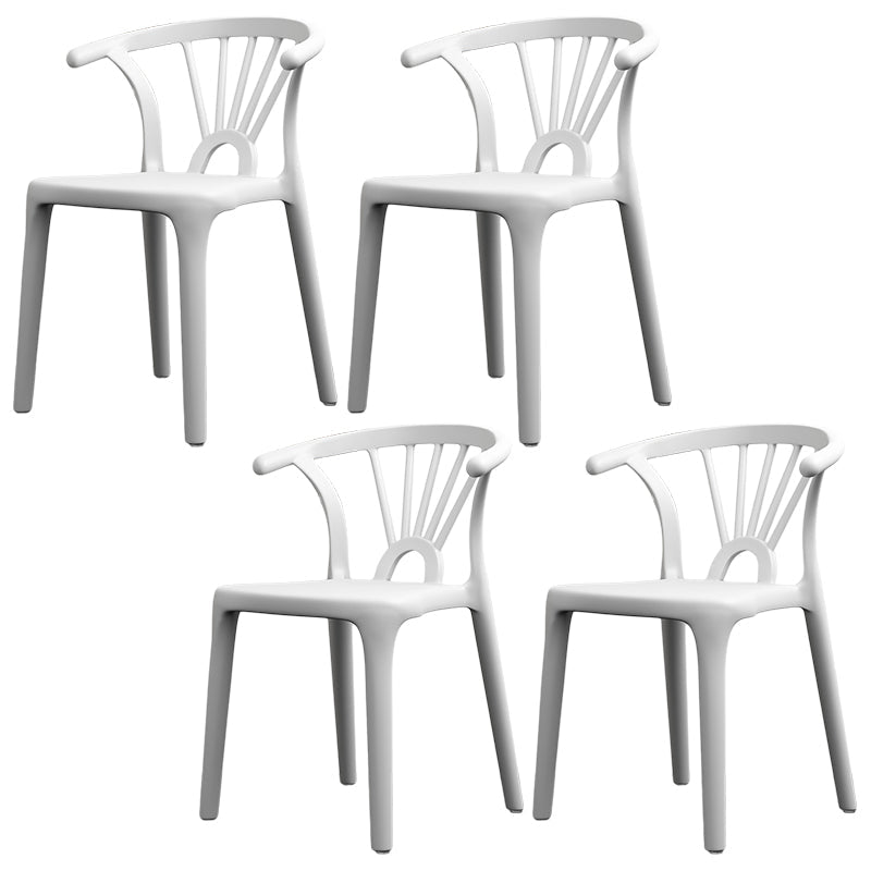 Scandinavian Plastic Side Chair Indoor-Outdoor Windsor Back Chair White 4 Piece Set Clearhalo 'Dining Chairs' 'Dining Tables & Seating' 'dining_chair' 'furn' 'furn_dining_chair' 'Furniture' 'furniture_dining_chair' 'Kitchen & Dining Furniture' 5043703