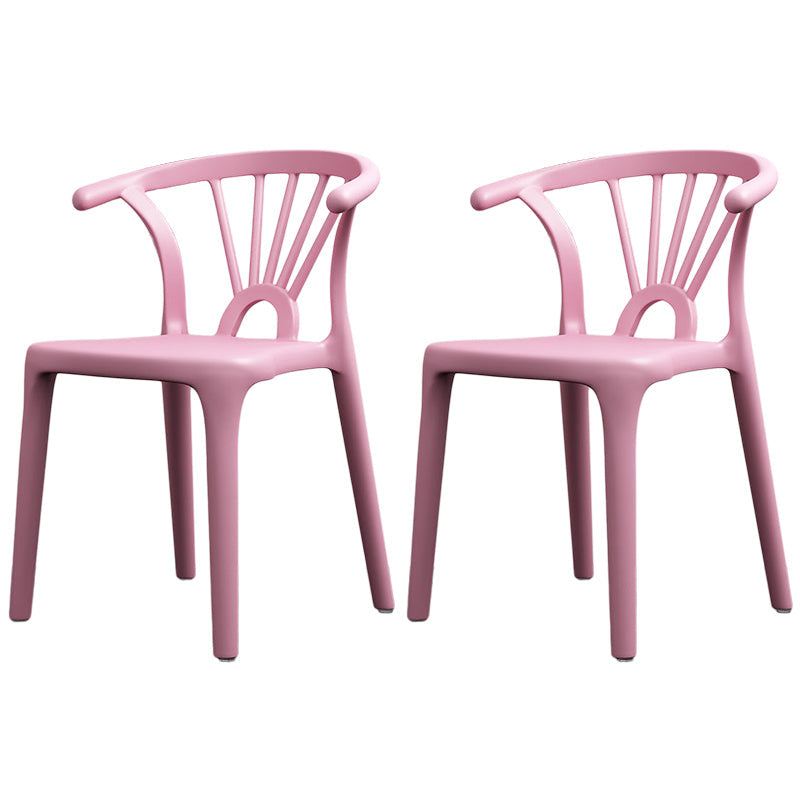 Scandinavian Plastic Side Chair Indoor-Outdoor Windsor Back Chair Pink 2 Piece Set Clearhalo 'Dining Chairs' 'Dining Tables & Seating' 'dining_chair' 'furn' 'furn_dining_chair' 'Furniture' 'furniture_dining_chair' 'Kitchen & Dining Furniture' 5043704