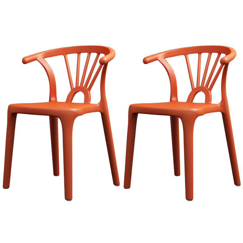 Scandinavian Plastic Side Chair Indoor-Outdoor Windsor Back Chair Yellow 2 Piece Set Clearhalo 'Dining Chairs' 'Dining Tables & Seating' 'dining_chair' 'furn' 'furn_dining_chair' 'Furniture' 'furniture_dining_chair' 'Kitchen & Dining Furniture' 5043706