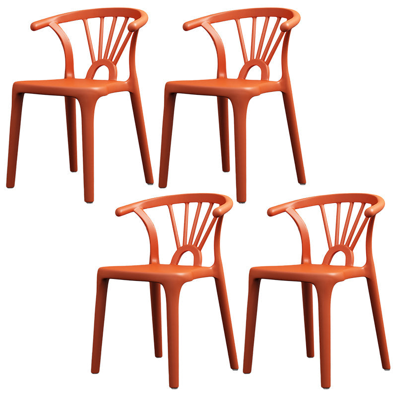 Scandinavian Plastic Side Chair Indoor-Outdoor Windsor Back Chair Yellow 4 Piece Set Clearhalo 'Dining Chairs' 'Dining Tables & Seating' 'dining_chair' 'furn' 'furn_dining_chair' 'Furniture' 'furniture_dining_chair' 'Kitchen & Dining Furniture' 5043707