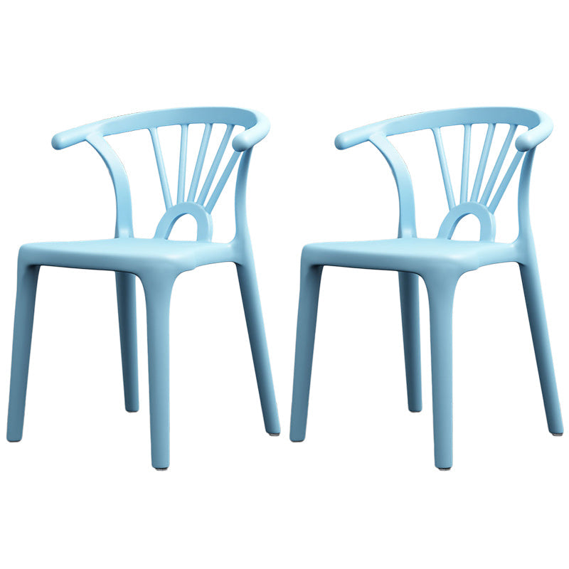 Scandinavian Plastic Side Chair Indoor-Outdoor Windsor Back Chair Light Blue 2 Piece Set Clearhalo 'Dining Chairs' 'Dining Tables & Seating' 'dining_chair' 'furn' 'furn_dining_chair' 'Furniture' 'furniture_dining_chair' 'Kitchen & Dining Furniture' 5043708