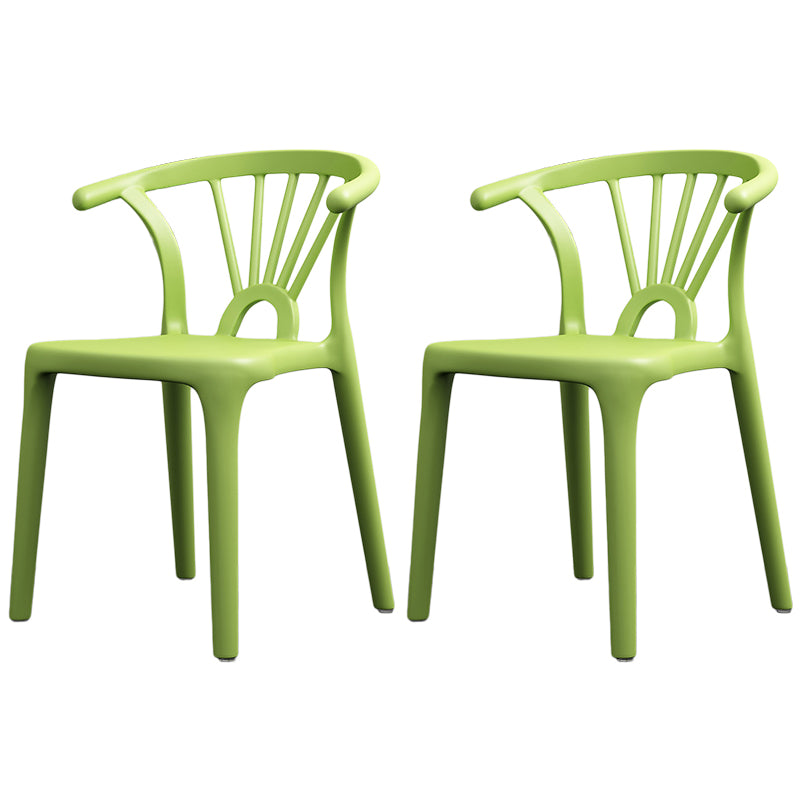 Scandinavian Plastic Side Chair Indoor-Outdoor Windsor Back Chair Light Green 2 Piece Set Clearhalo 'Dining Chairs' 'Dining Tables & Seating' 'dining_chair' 'furn' 'furn_dining_chair' 'Furniture' 'furniture_dining_chair' 'Kitchen & Dining Furniture' 5043710