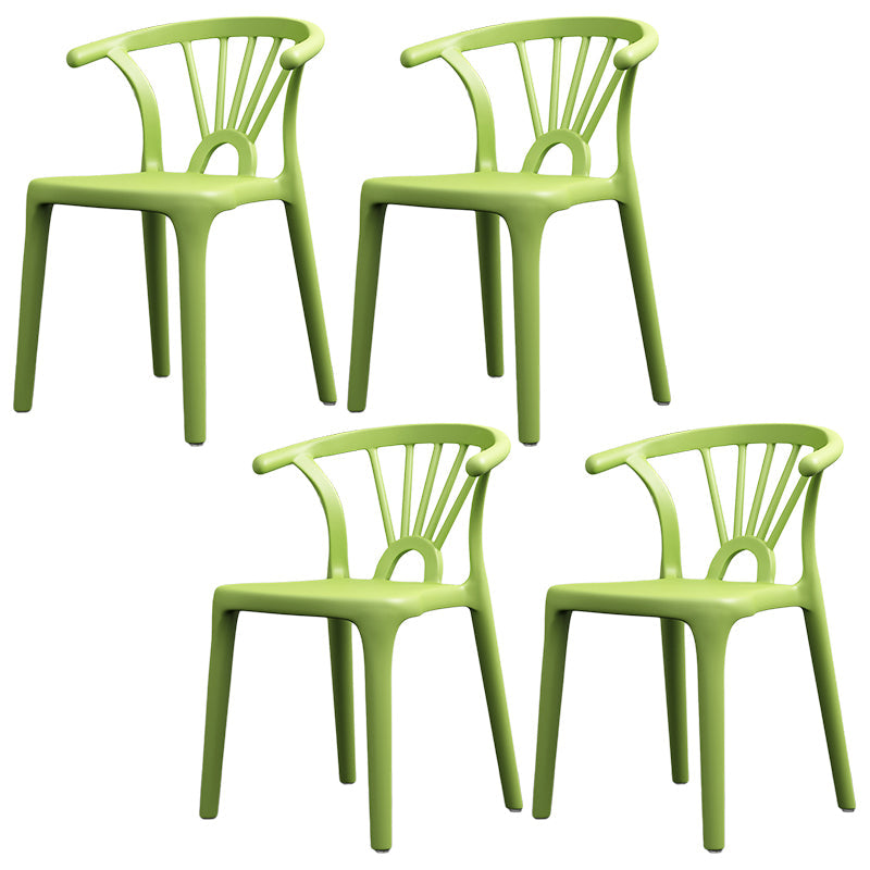 Scandinavian Plastic Side Chair Indoor-Outdoor Windsor Back Chair Light Green 4 Piece Set Clearhalo 'Dining Chairs' 'Dining Tables & Seating' 'dining_chair' 'furn' 'furn_dining_chair' 'Furniture' 'furniture_dining_chair' 'Kitchen & Dining Furniture' 5043711
