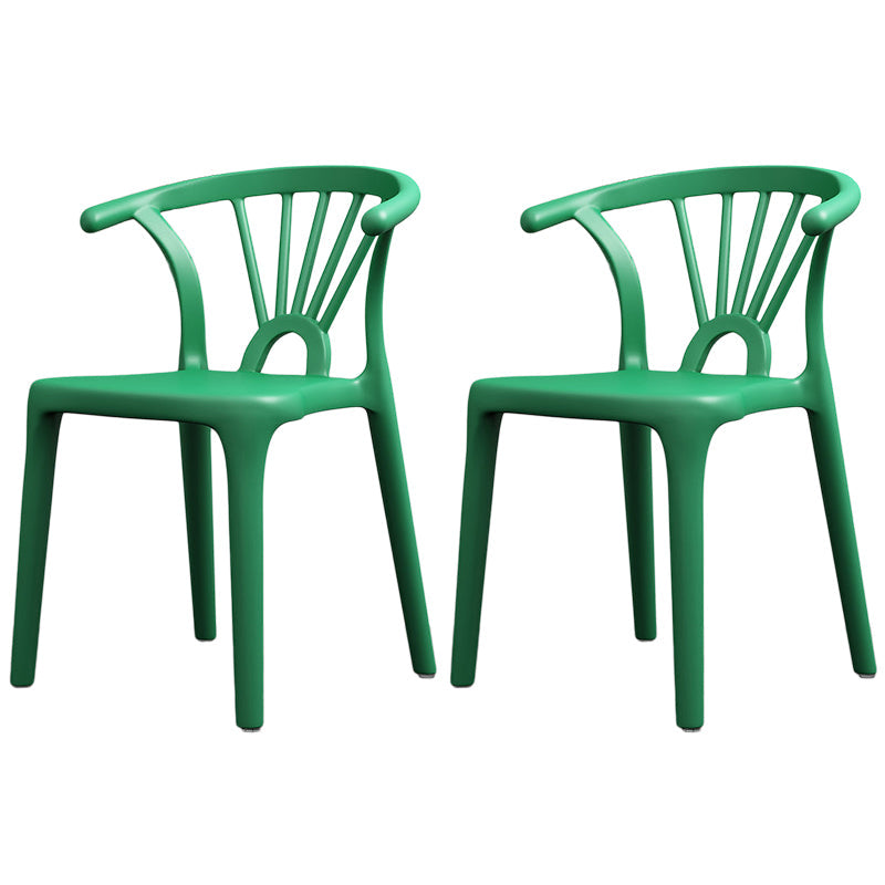 Scandinavian Plastic Side Chair Indoor-Outdoor Windsor Back Chair Dark Green 2 Piece Set Clearhalo 'Dining Chairs' 'Dining Tables & Seating' 'dining_chair' 'furn' 'furn_dining_chair' 'Furniture' 'furniture_dining_chair' 'Kitchen & Dining Furniture' 5043714