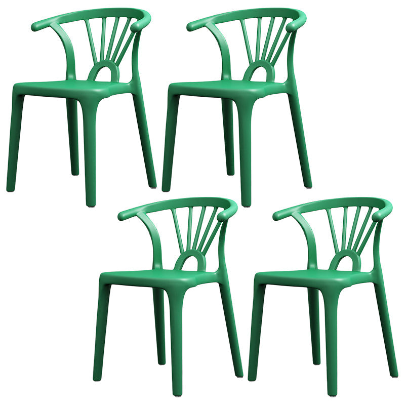 Scandinavian Plastic Side Chair Indoor-Outdoor Windsor Back Chair Dark Green 4 Piece Set Clearhalo 'Dining Chairs' 'Dining Tables & Seating' 'dining_chair' 'furn' 'furn_dining_chair' 'Furniture' 'furniture_dining_chair' 'Kitchen & Dining Furniture' 5043715