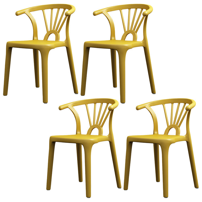 Scandinavian Plastic Side Chair Indoor-Outdoor Windsor Back Chair Ginger 4 Piece Set Clearhalo 'Dining Chairs' 'Dining Tables & Seating' 'dining_chair' 'furn' 'furn_dining_chair' 'Furniture' 'furniture_dining_chair' 'Kitchen & Dining Furniture' 5043717