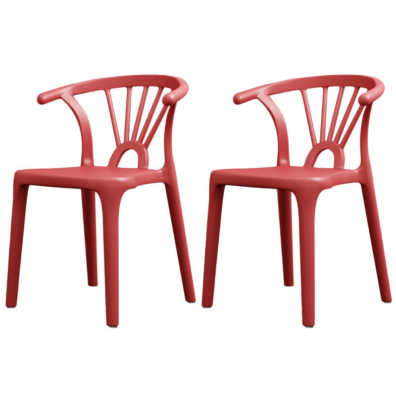 Scandinavian Plastic Side Chair Indoor-Outdoor Windsor Back Chair Crimson 2 Piece Set Clearhalo 'Dining Chairs' 'Dining Tables & Seating' 'dining_chair' 'furn' 'furn_dining_chair' 'Furniture' 'furniture_dining_chair' 'Kitchen & Dining Furniture' 5043720