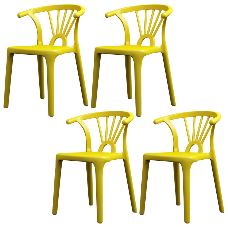 Scandinavian Plastic Side Chair Indoor-Outdoor Windsor Back Chair Golden 4 Piece Set Clearhalo 'Dining Chairs' 'Dining Tables & Seating' 'dining_chair' 'furn' 'furn_dining_chair' 'Furniture' 'furniture_dining_chair' 'Kitchen & Dining Furniture' 5043723