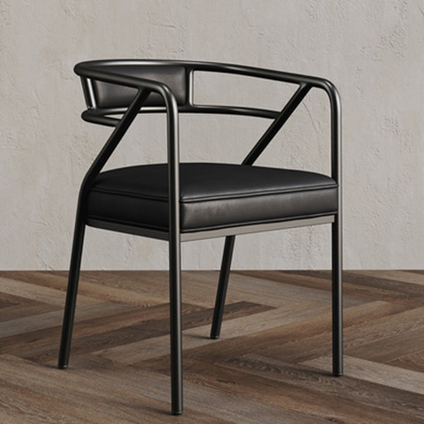 Glam Style Arm Chair Open Back Indoor Dining Chair for Dining Room Black 1 Piece Black Clearhalo 'Dining Chairs' 'Dining Tables & Seating' 'dining_chair' 'furn' 'furn_dining_chair' 'Furniture' 'furniture_dining_chair' 'Kitchen & Dining Furniture' 5043751