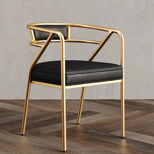 Glam Style Arm Chair Open Back Indoor Dining Chair for Dining Room Black 1 Piece Brass Gold Clearhalo 'Dining Chairs' 'Dining Tables & Seating' 'dining_chair' 'furn' 'furn_dining_chair' 'Furniture' 'furniture_dining_chair' 'Kitchen & Dining Furniture' 5043752