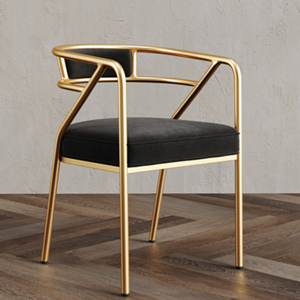 Glam Style Arm Chair Open Back Indoor Dining Chair for Dining Room Matte Black 1 Piece Brass Gold Clearhalo 'Dining Chairs' 'Dining Tables & Seating' 'dining_chair' 'furn' 'furn_dining_chair' 'Furniture' 'furniture_dining_chair' 'Kitchen & Dining Furniture' 5043756