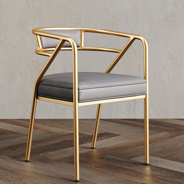 Glam Style Arm Chair Open Back Indoor Dining Chair for Dining Room Grey 1 Piece Brass Gold Clearhalo 'Dining Chairs' 'Dining Tables & Seating' 'dining_chair' 'furn' 'furn_dining_chair' 'Furniture' 'furniture_dining_chair' 'Kitchen & Dining Furniture' 5043760