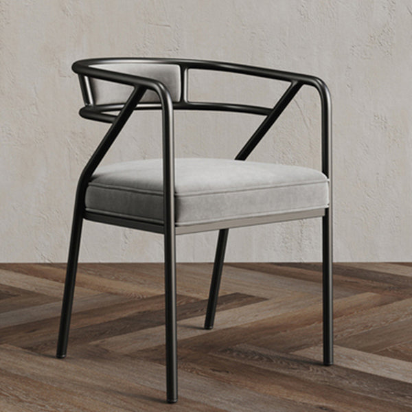 Glam Style Arm Chair Open Back Indoor Dining Chair for Dining Room Light Gray 1 Piece Black Clearhalo 'Dining Chairs' 'Dining Tables & Seating' 'dining_chair' 'furn' 'furn_dining_chair' 'Furniture' 'furniture_dining_chair' 'Kitchen & Dining Furniture' 5043763