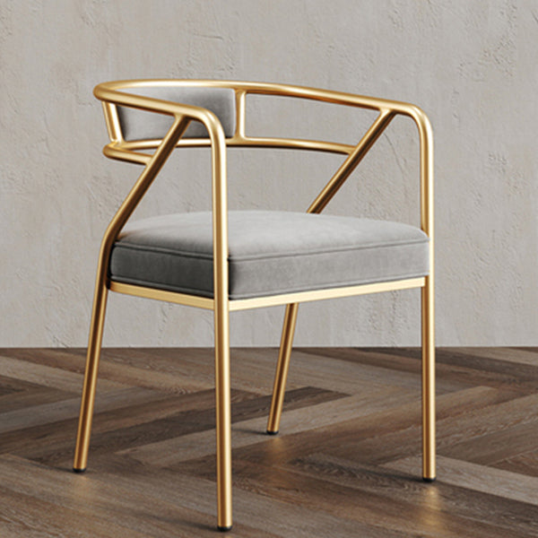 Glam Style Arm Chair Open Back Indoor Dining Chair for Dining Room Light Gray 1 Piece Brass Gold Clearhalo 'Dining Chairs' 'Dining Tables & Seating' 'dining_chair' 'furn' 'furn_dining_chair' 'Furniture' 'furniture_dining_chair' 'Kitchen & Dining Furniture' 5043765