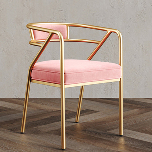Glam Style Arm Chair Open Back Indoor Dining Chair for Dining Room Pink 1 Piece Brass Gold Clearhalo 'Dining Chairs' 'Dining Tables & Seating' 'dining_chair' 'furn' 'furn_dining_chair' 'Furniture' 'furniture_dining_chair' 'Kitchen & Dining Furniture' 5043768