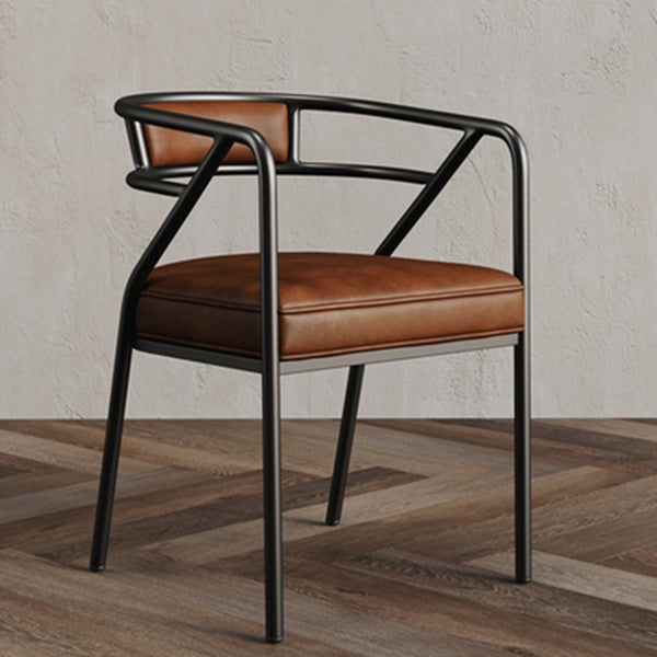 Glam Style Arm Chair Open Back Indoor Dining Chair for Dining Room Brown 1 Piece Black Clearhalo 'Dining Chairs' 'Dining Tables & Seating' 'dining_chair' 'furn' 'furn_dining_chair' 'Furniture' 'furniture_dining_chair' 'Kitchen & Dining Furniture' 5043770