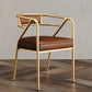 Glam Style Arm Chair Open Back Indoor Dining Chair for Dining Room Brown 1 Piece Brass Gold Clearhalo 'Dining Chairs' 'Dining Tables & Seating' 'dining_chair' 'furn' 'furn_dining_chair' 'Furniture' 'furniture_dining_chair' 'Kitchen & Dining Furniture' 5043773