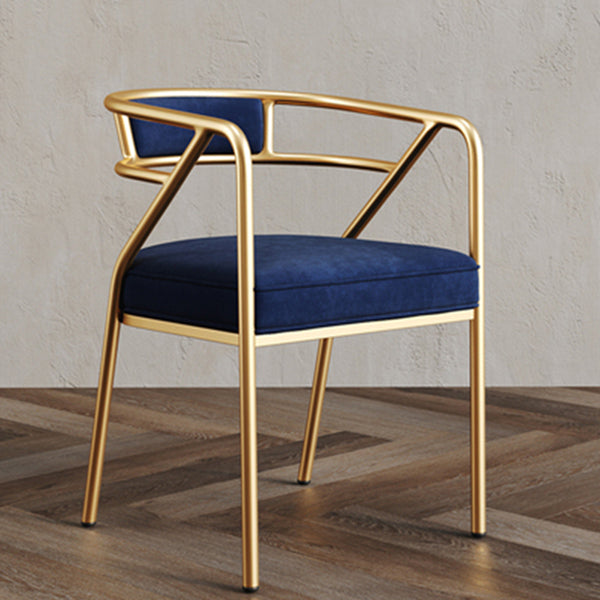 Glam Style Arm Chair Open Back Indoor Dining Chair for Dining Room Blue 1 Piece Brass Gold Clearhalo 'Dining Chairs' 'Dining Tables & Seating' 'dining_chair' 'furn' 'furn_dining_chair' 'Furniture' 'furniture_dining_chair' 'Kitchen & Dining Furniture' 5043777