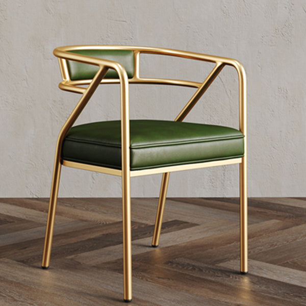 Glam Style Arm Chair Open Back Indoor Dining Chair for Dining Room Green 1 Piece Brass Gold Clearhalo 'Dining Chairs' 'Dining Tables & Seating' 'dining_chair' 'furn' 'furn_dining_chair' 'Furniture' 'furniture_dining_chair' 'Kitchen & Dining Furniture' 5043780