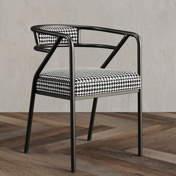 Glam Style Arm Chair Open Back Indoor Dining Chair for Dining Room Black White 1 Piece Black Clearhalo 'Dining Chairs' 'Dining Tables & Seating' 'dining_chair' 'furn' 'furn_dining_chair' 'Furniture' 'furniture_dining_chair' 'Kitchen & Dining Furniture' 5043781